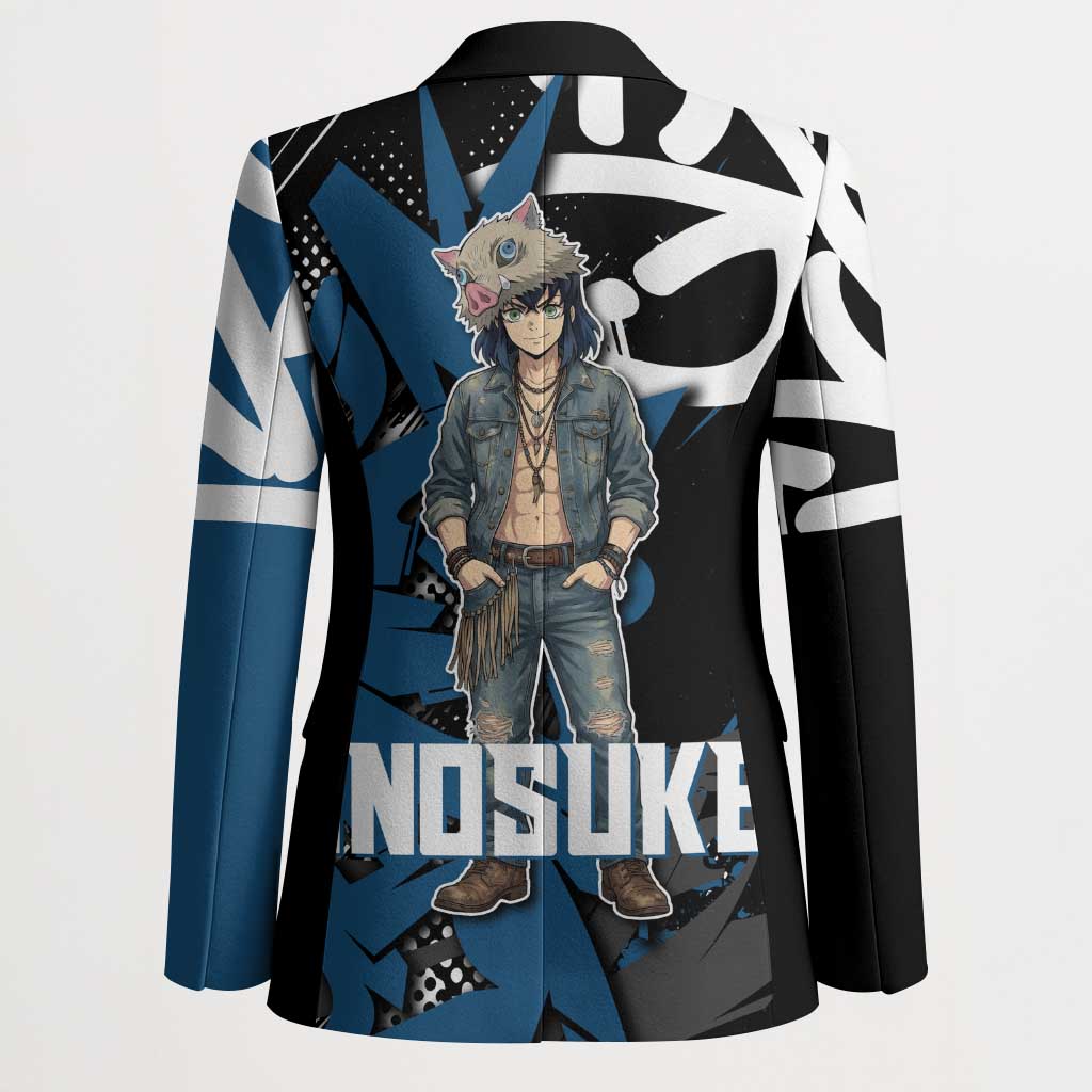 Hashibira Inosuke Demon Slayer Blazer Blue & Black Graffiti Anime