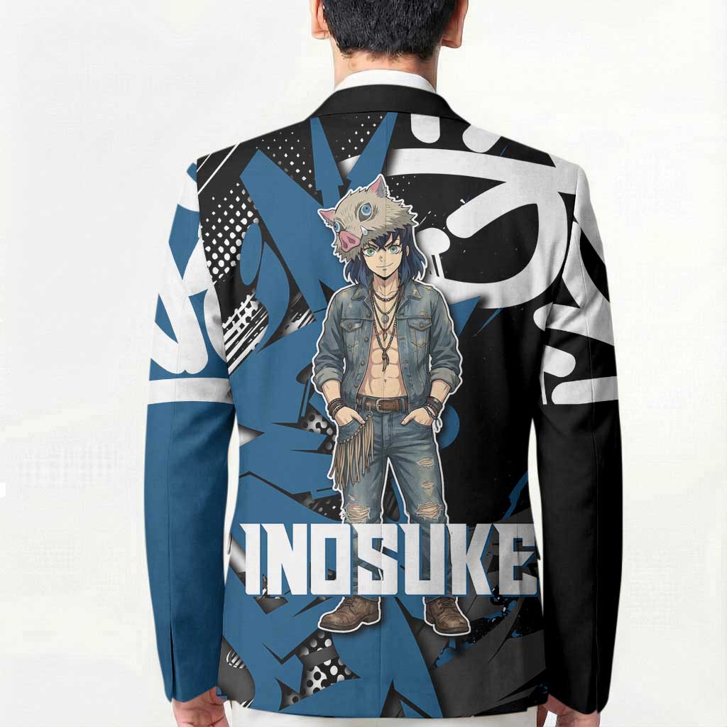 Hashibira Inosuke Demon Slayer Blazer Blue & Black Graffiti Anime