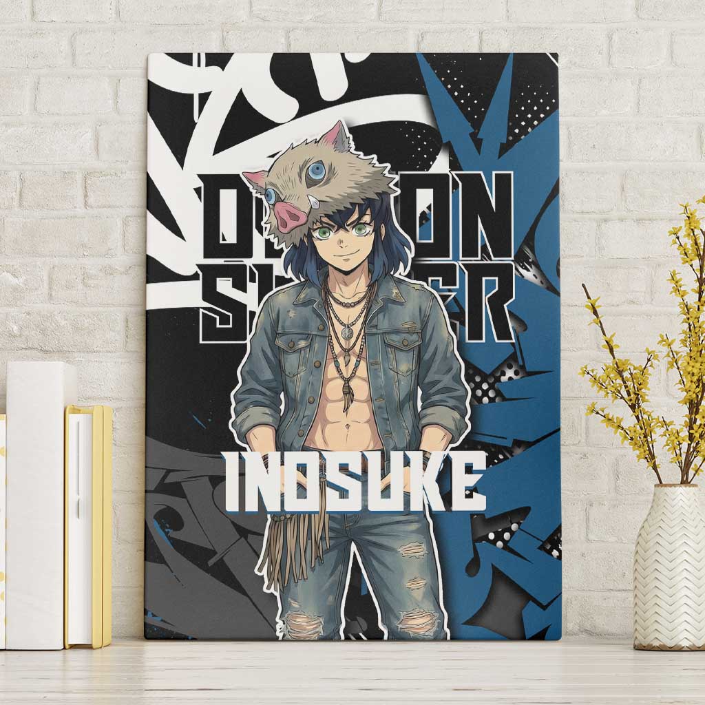 Hashibira Inosuke Demon Slayer Canvas Wall Art Blue & Black Graffiti Anime