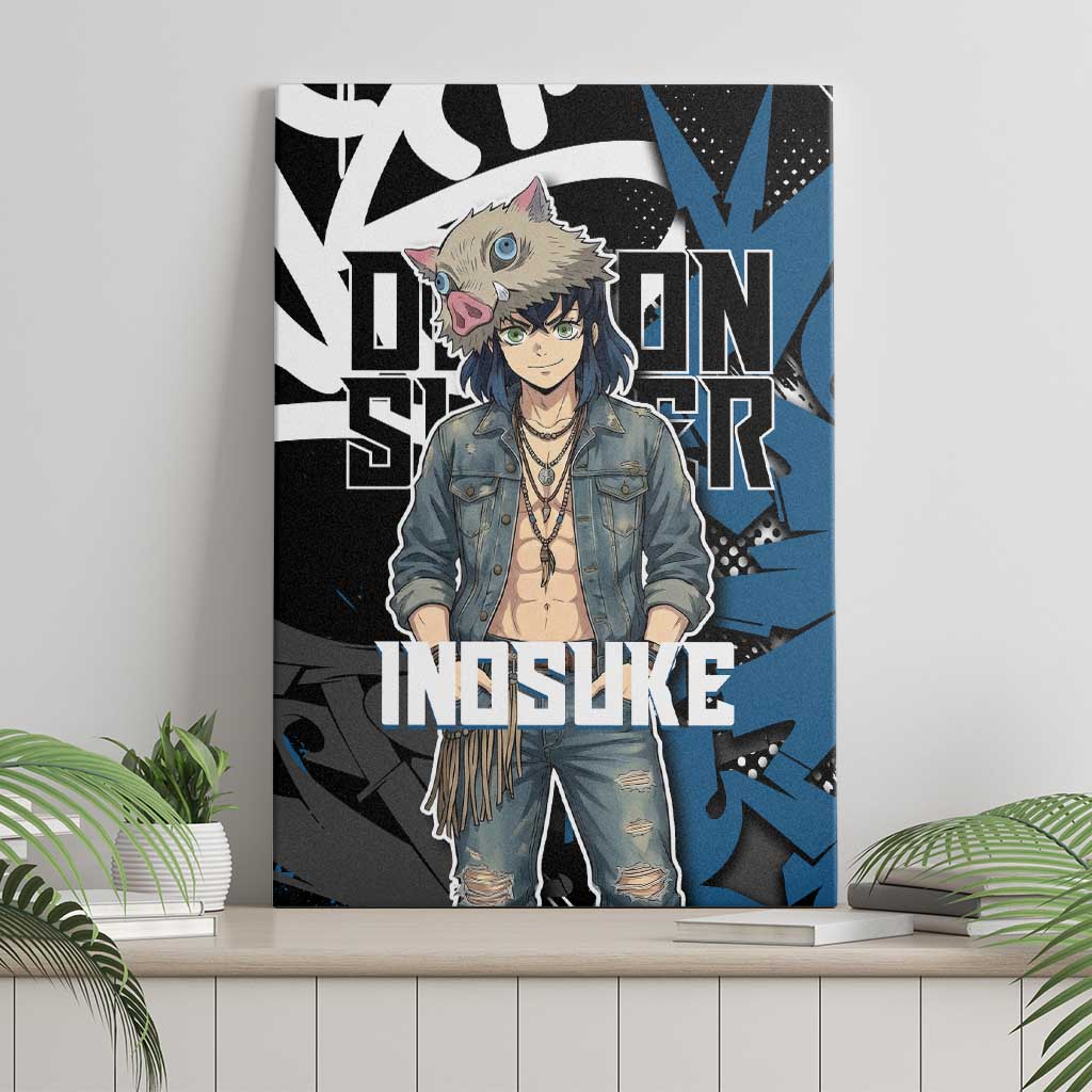 Hashibira Inosuke Demon Slayer Canvas Wall Art Blue & Black Graffiti Anime