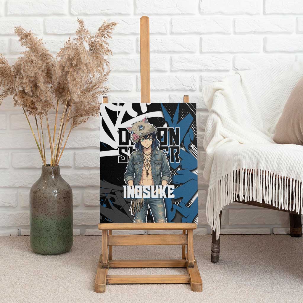 Hashibira Inosuke Demon Slayer Canvas Wall Art Blue & Black Graffiti Anime