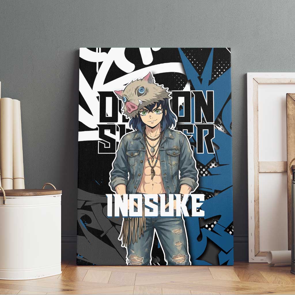 Hashibira Inosuke Demon Slayer Canvas Wall Art Blue & Black Graffiti Anime