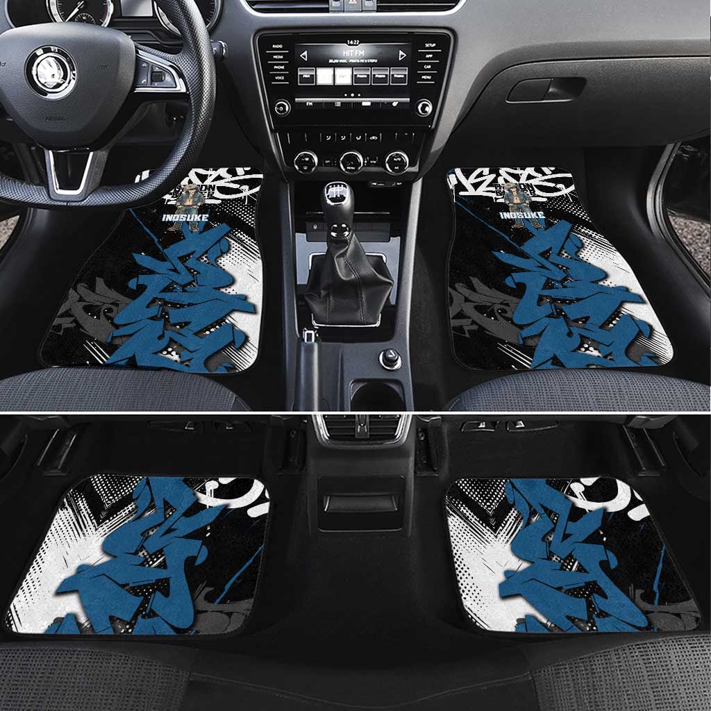 Hashibira Inosuke Demon Slayer Car Mats Blue & Black Graffiti Anime