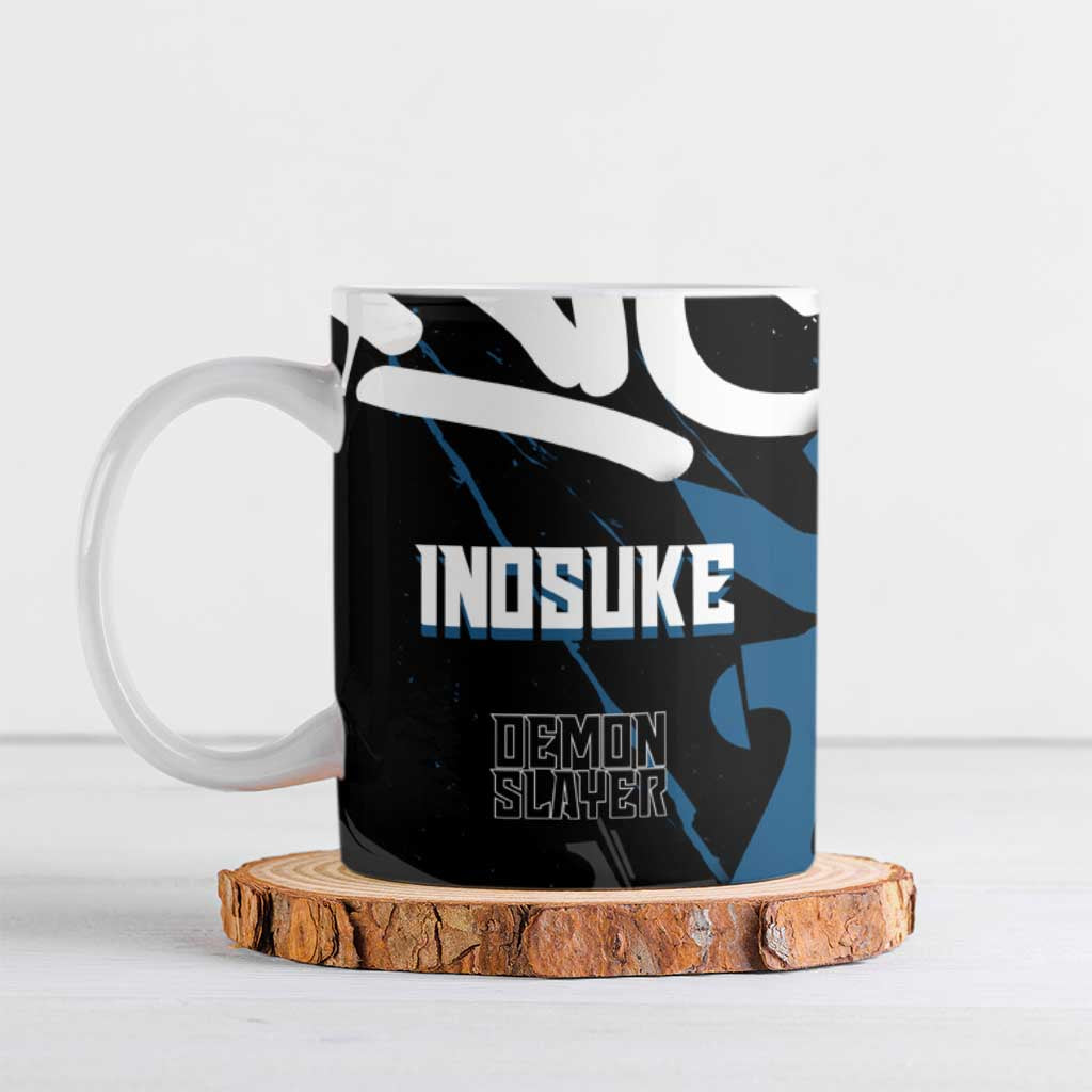 Hashibira Inosuke Demon Slayer Ceramic Mug Blue & Black Graffiti Anime