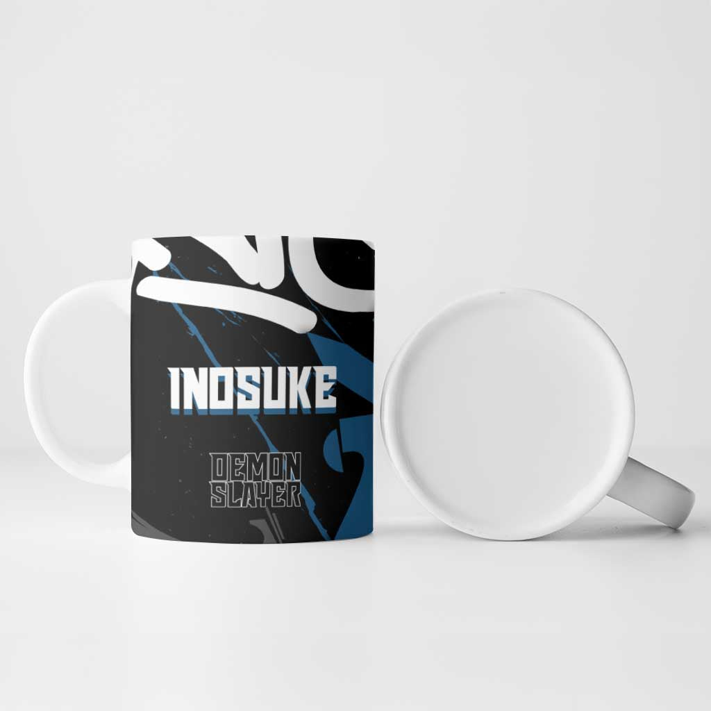 Hashibira Inosuke Demon Slayer Ceramic Mug Blue & Black Graffiti Anime