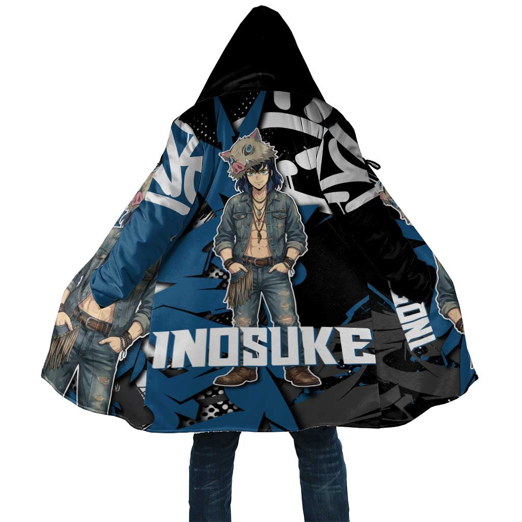 Hashibira Inosuke Demon Slayer Cloak Blue & Black Graffiti Anime