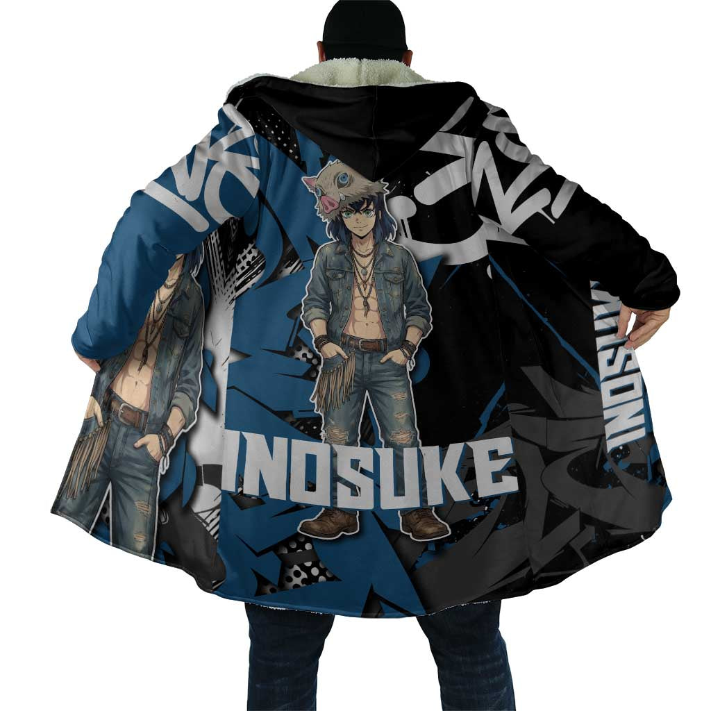 Hashibira Inosuke Demon Slayer Cloak Blue & Black Graffiti Anime