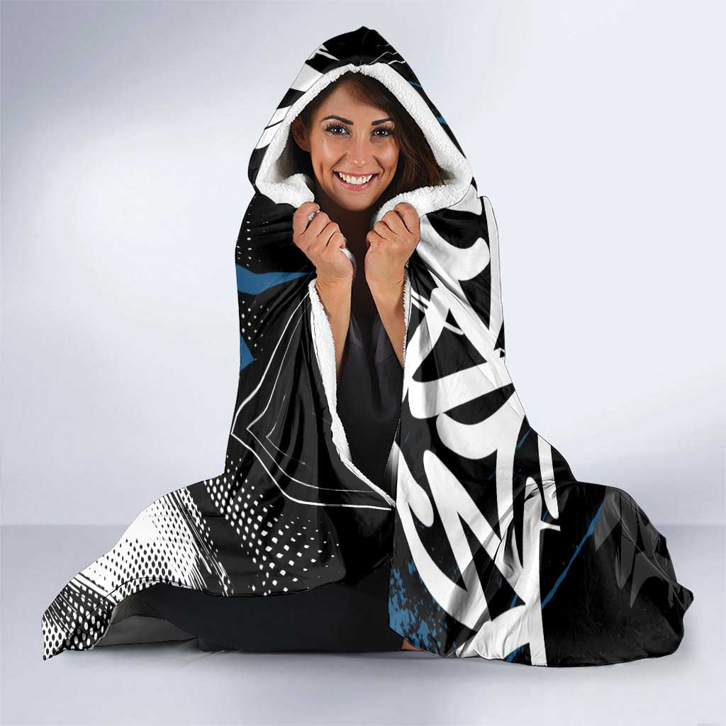 Hashibira Inosuke Demon Slayer Hooded Blanket Blue & Black Graffiti Anime