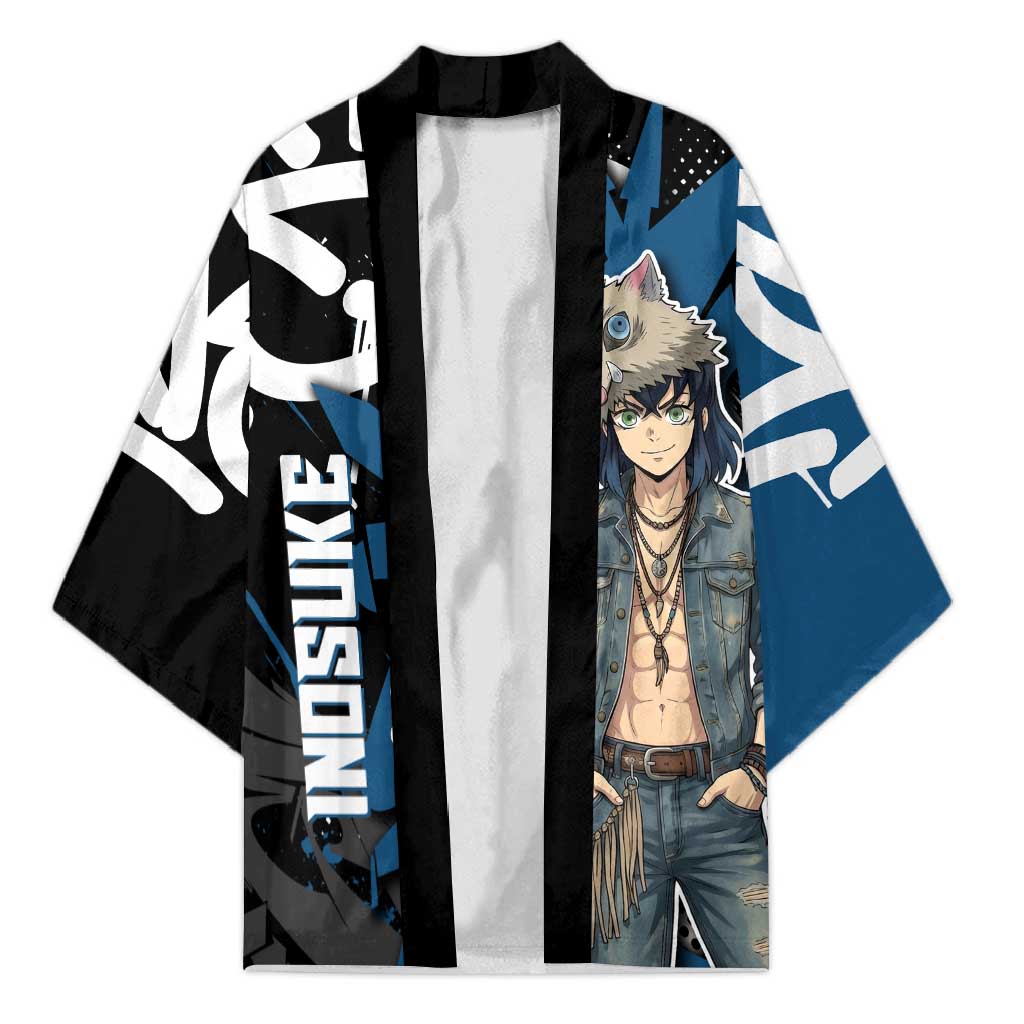 Hashibira Inosuke Demon Slayer Kimono Blue & Black Graffiti Anime