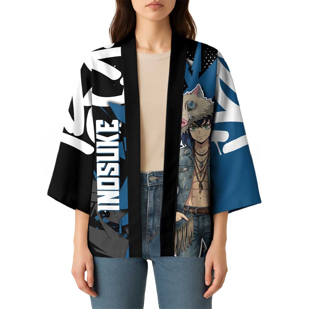 Hashibira Inosuke Demon Slayer Kimono Blue & Black Graffiti Anime