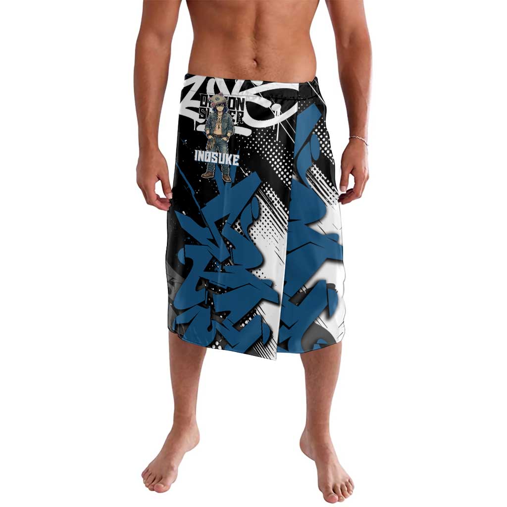 Hashibira Inosuke Demon Slayer Lavalava Blue & Black Graffiti Anime