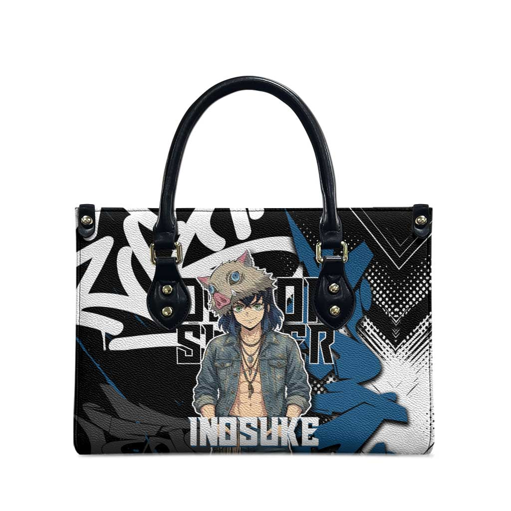 Hashibira Inosuke Demon Slayer Leather Bag Blue & Black Graffiti Anime