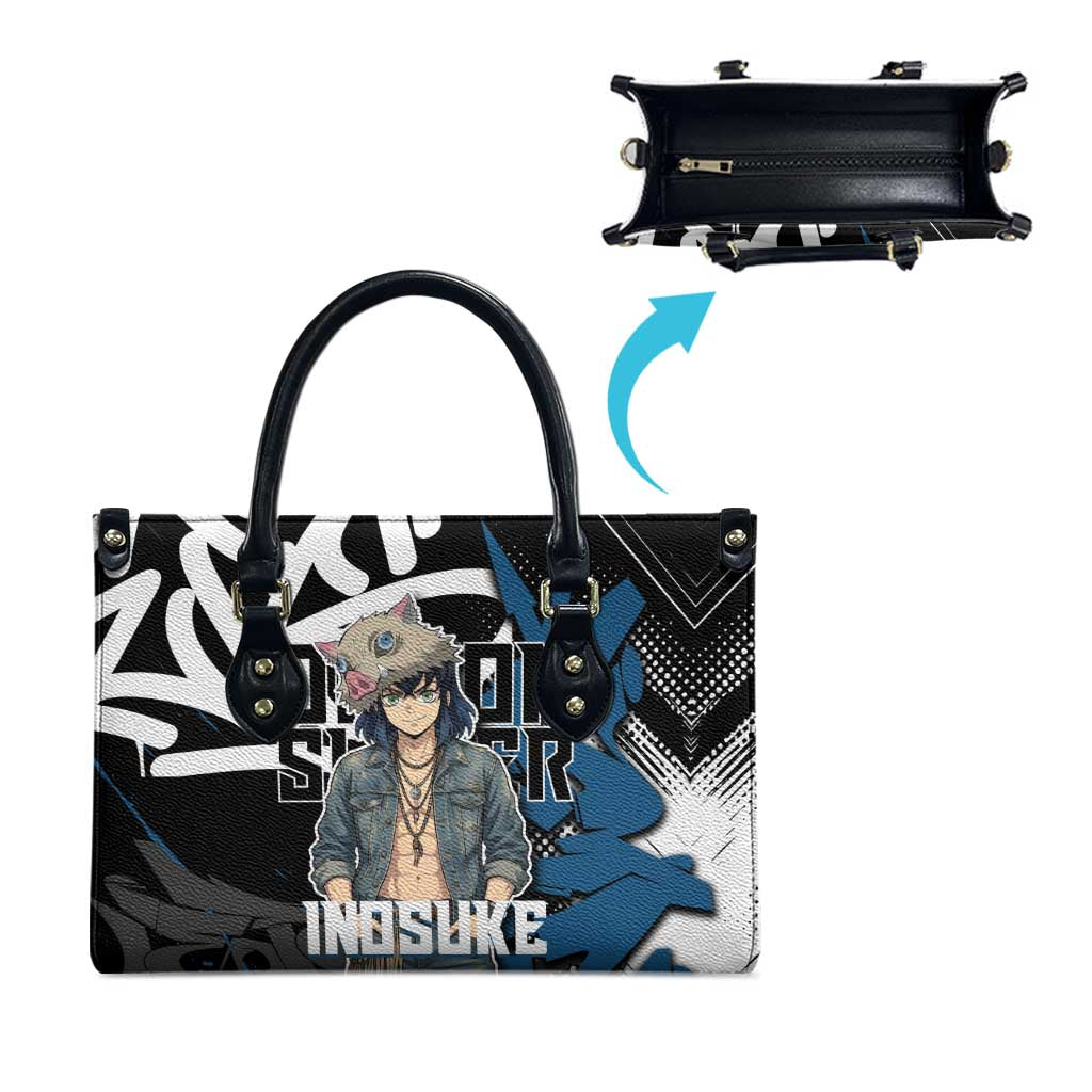 Hashibira Inosuke Demon Slayer Leather Bag Blue & Black Graffiti Anime