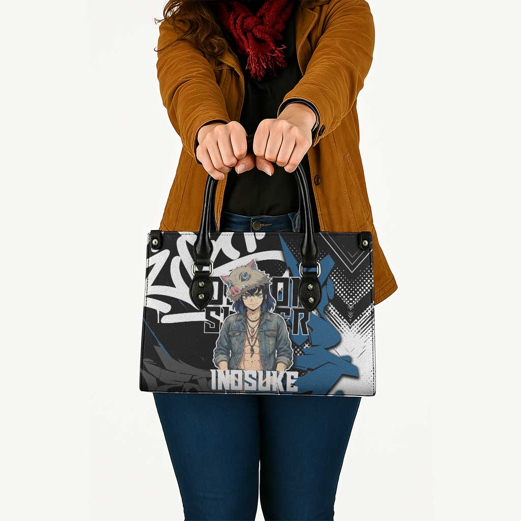 Hashibira Inosuke Demon Slayer Leather Bag Blue & Black Graffiti Anime