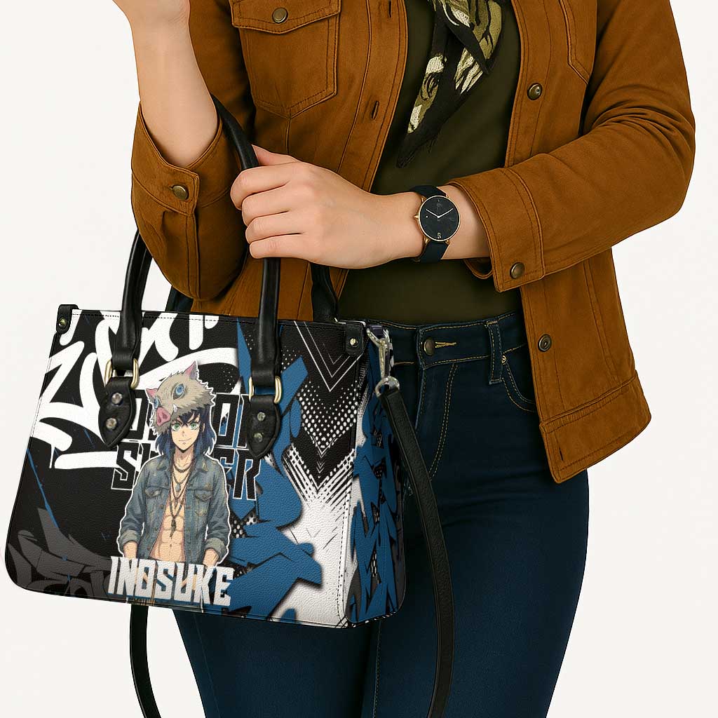 Hashibira Inosuke Demon Slayer Leather Bag Blue & Black Graffiti Anime