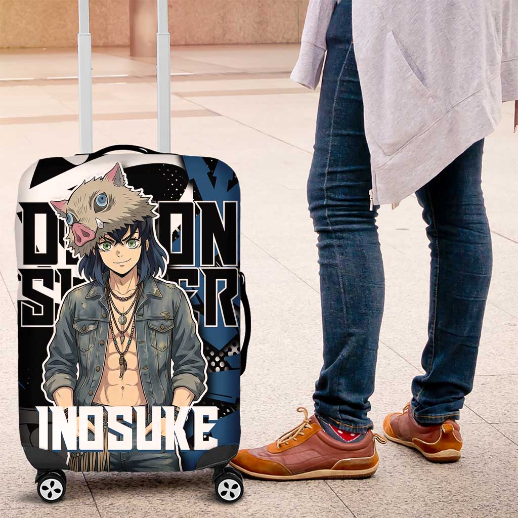 Hashibira Inosuke Demon Slayer Luggage Cover Blue & Black Graffiti Anime