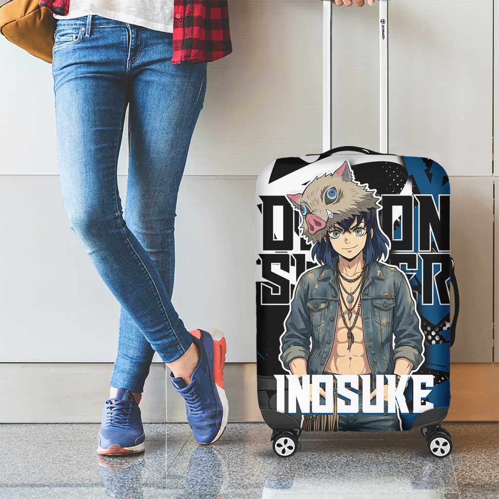 Hashibira Inosuke Demon Slayer Luggage Cover Blue & Black Graffiti Anime