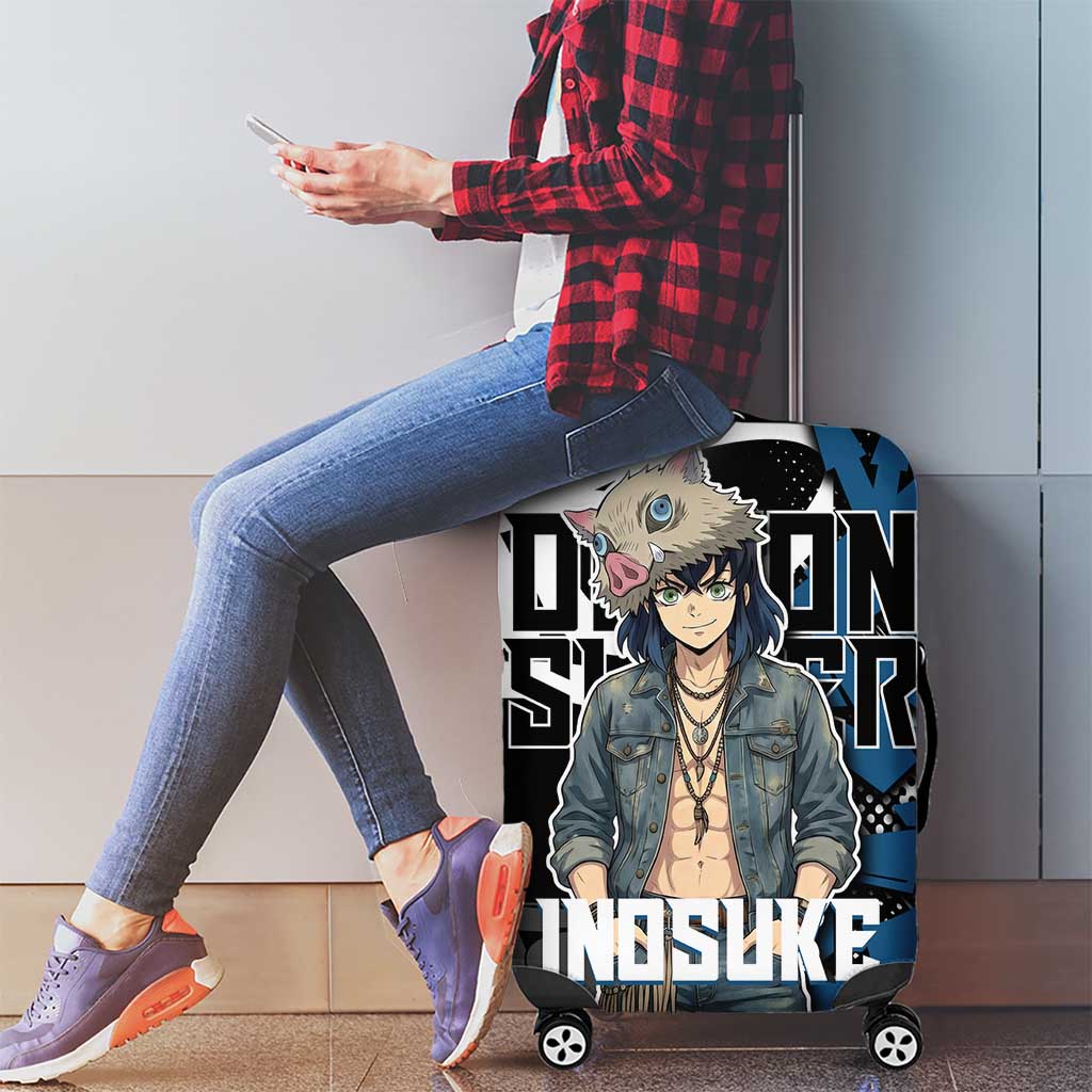 Hashibira Inosuke Demon Slayer Luggage Cover Blue & Black Graffiti Anime