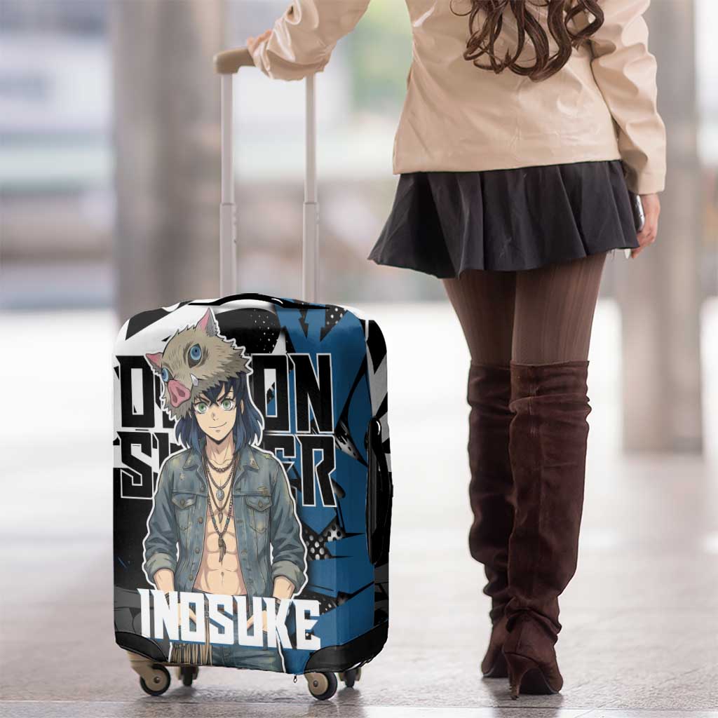 Hashibira Inosuke Demon Slayer Luggage Cover Blue & Black Graffiti Anime
