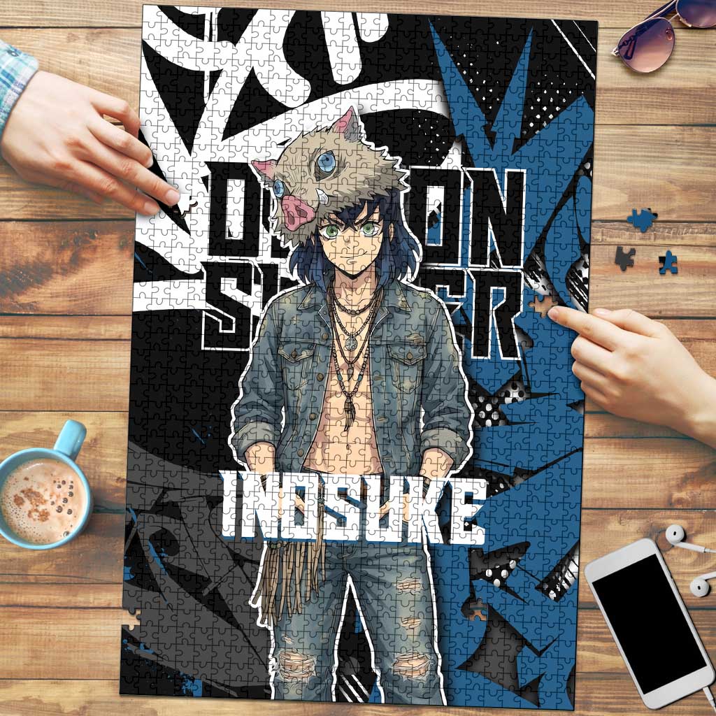 Hashibira Inosuke Demon Slayer Puzzle Blue & Black Graffiti Anime