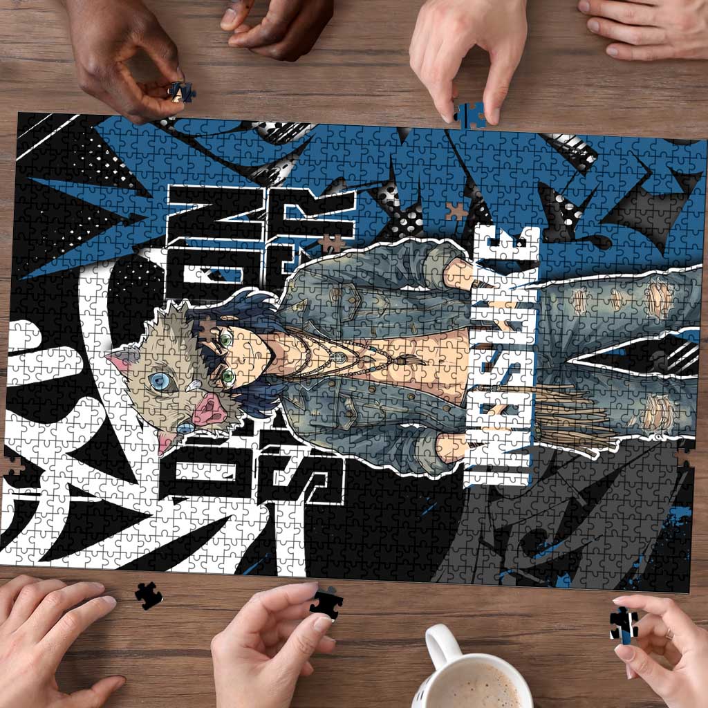 Hashibira Inosuke Demon Slayer Puzzle Blue & Black Graffiti Anime