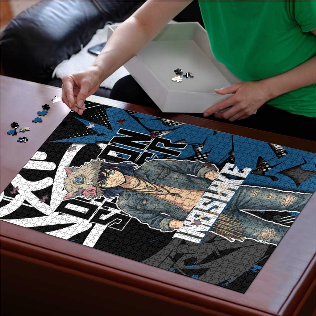 Hashibira Inosuke Demon Slayer Puzzle Blue & Black Graffiti Anime