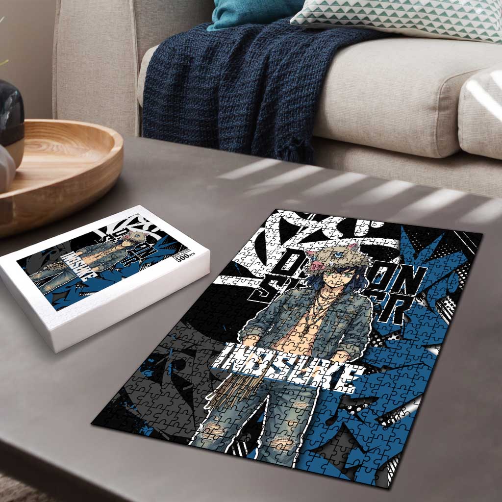 Hashibira Inosuke Demon Slayer Puzzle Blue & Black Graffiti Anime
