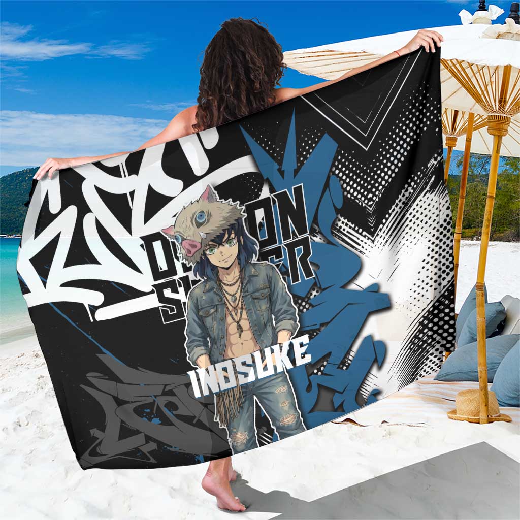 Hashibira Inosuke Demon Slayer Sarong Blue & Black Graffiti Anime