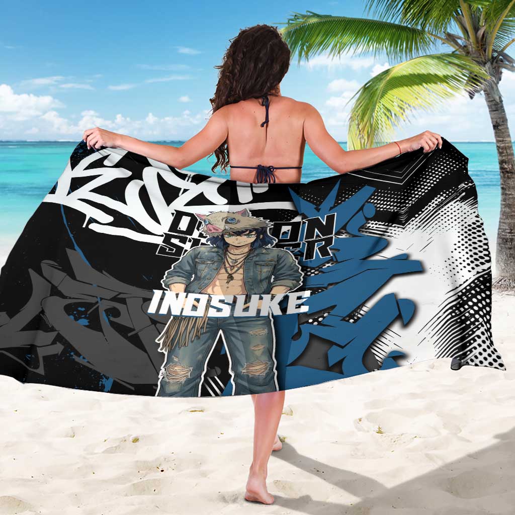 Hashibira Inosuke Demon Slayer Sarong Blue & Black Graffiti Anime
