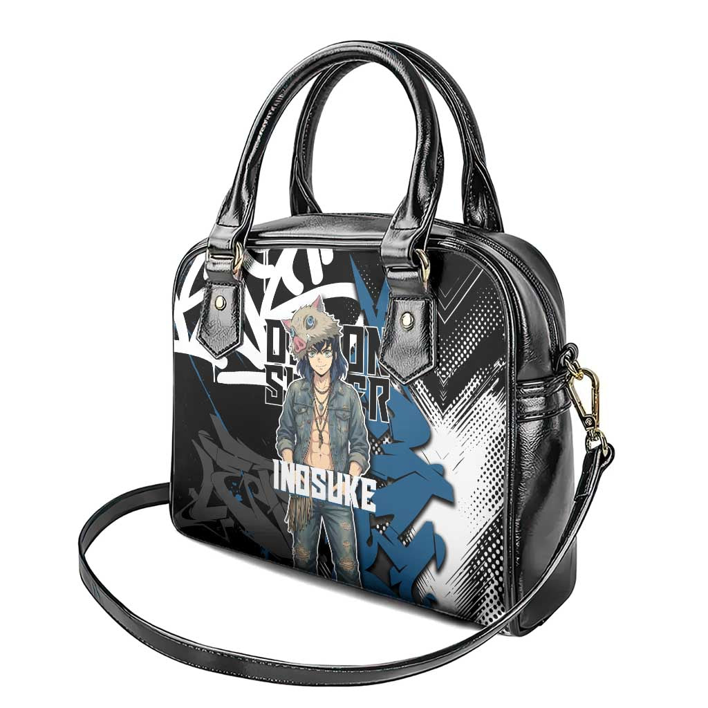 Hashibira Inosuke Demon Slayer Shoulder Handbag Blue & Black Graffiti Anime