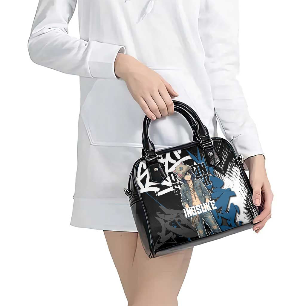 Hashibira Inosuke Demon Slayer Shoulder Handbag Blue & Black Graffiti Anime