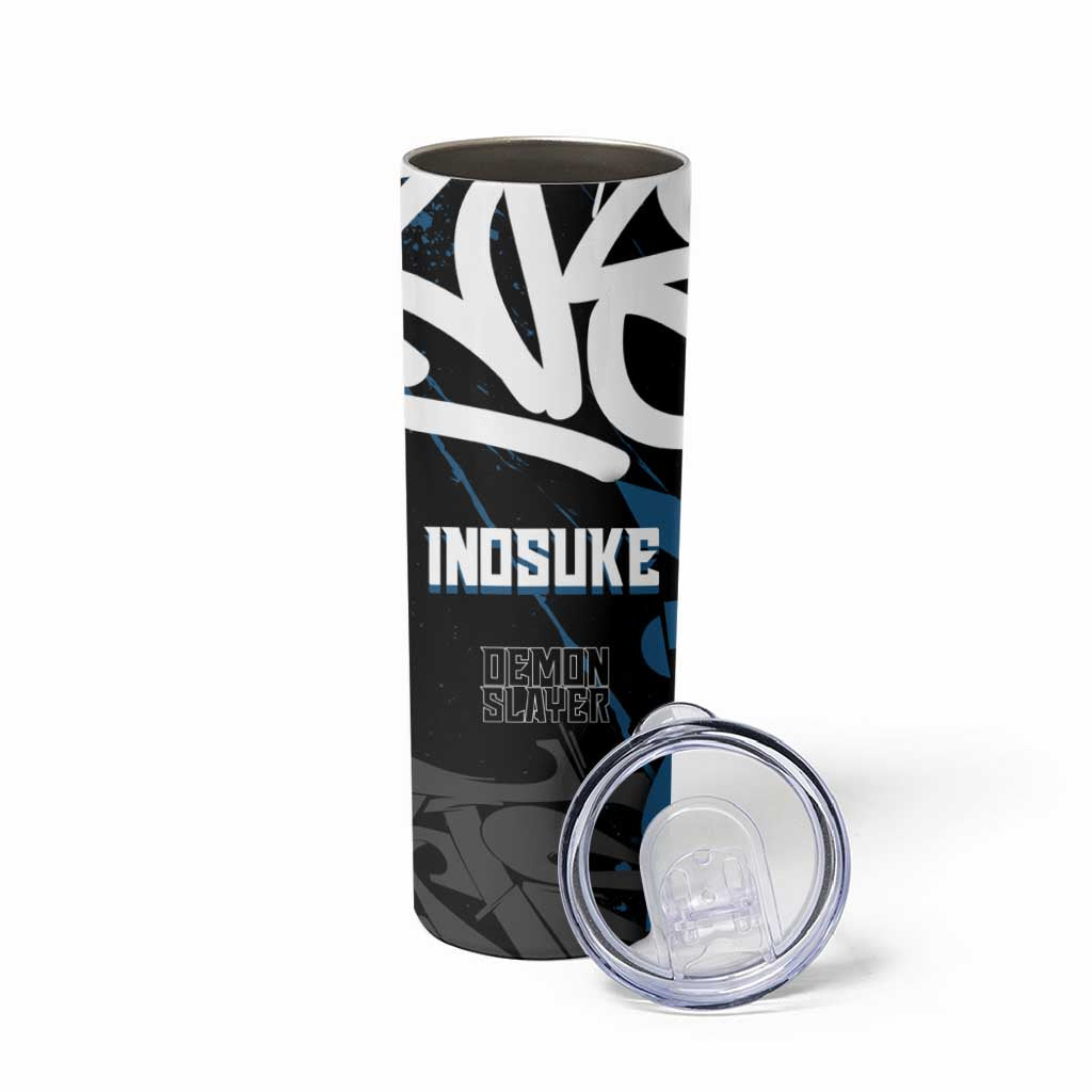 Hashibira Inosuke Demon Slayer Skinny Tumbler Blue & Black Graffiti Anime