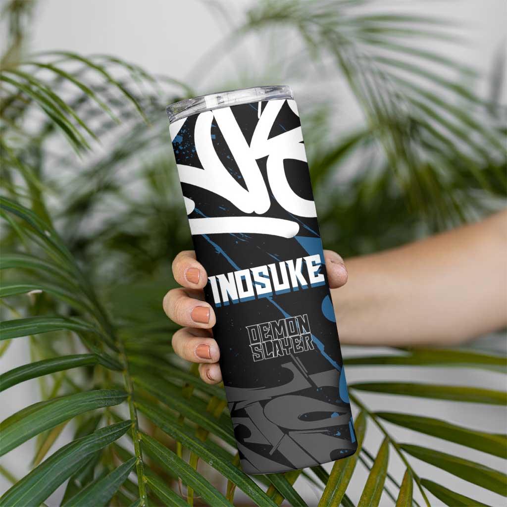 Hashibira Inosuke Demon Slayer Skinny Tumbler Blue & Black Graffiti Anime