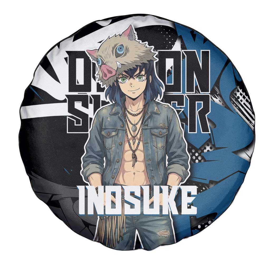Hashibira Inosuke Demon Slayer Spare Tire Cover Blue & Black Graffiti Anime