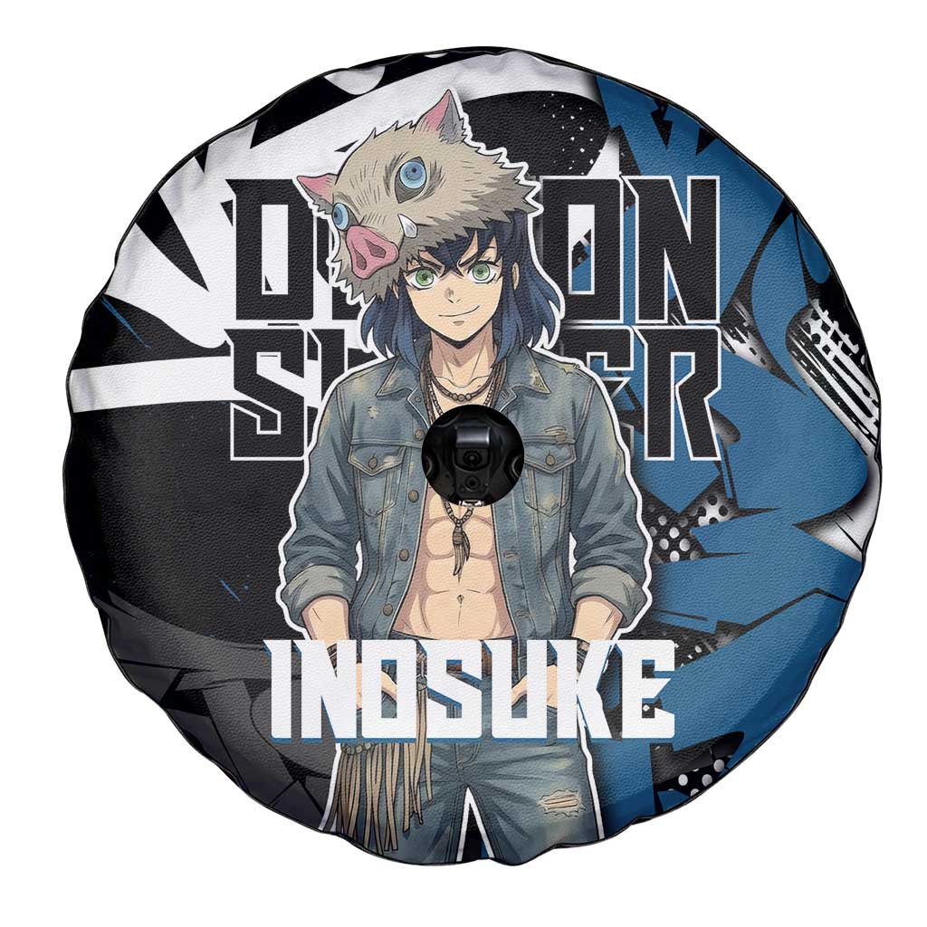 Hashibira Inosuke Demon Slayer Spare Tire Cover Blue & Black Graffiti Anime