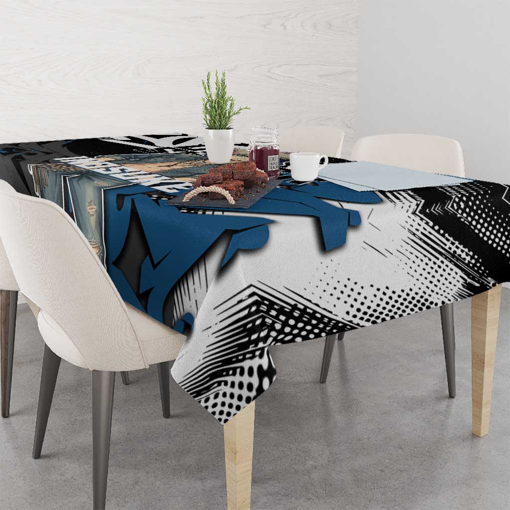 Hashibira Inosuke Demon Slayer Tablecloth Blue & Black Graffiti Anime
