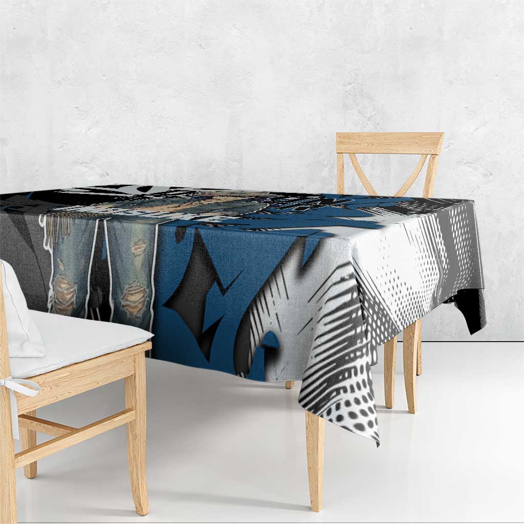 Hashibira Inosuke Demon Slayer Tablecloth Blue & Black Graffiti Anime