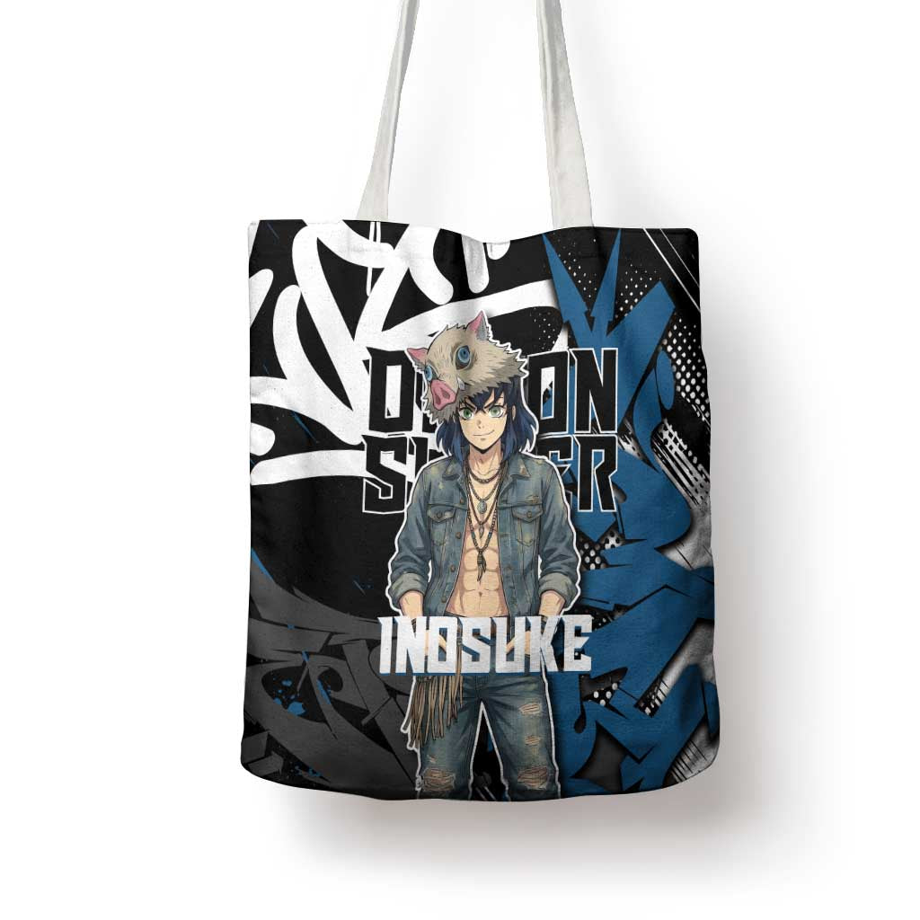Hashibira Inosuke Demon Slayer Tote Bag Blue & Black Graffiti Anime