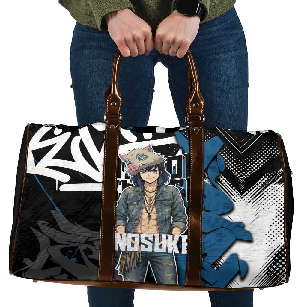 Hashibira Inosuke Demon Slayer Travel Bag Blue & Black Graffiti Anime