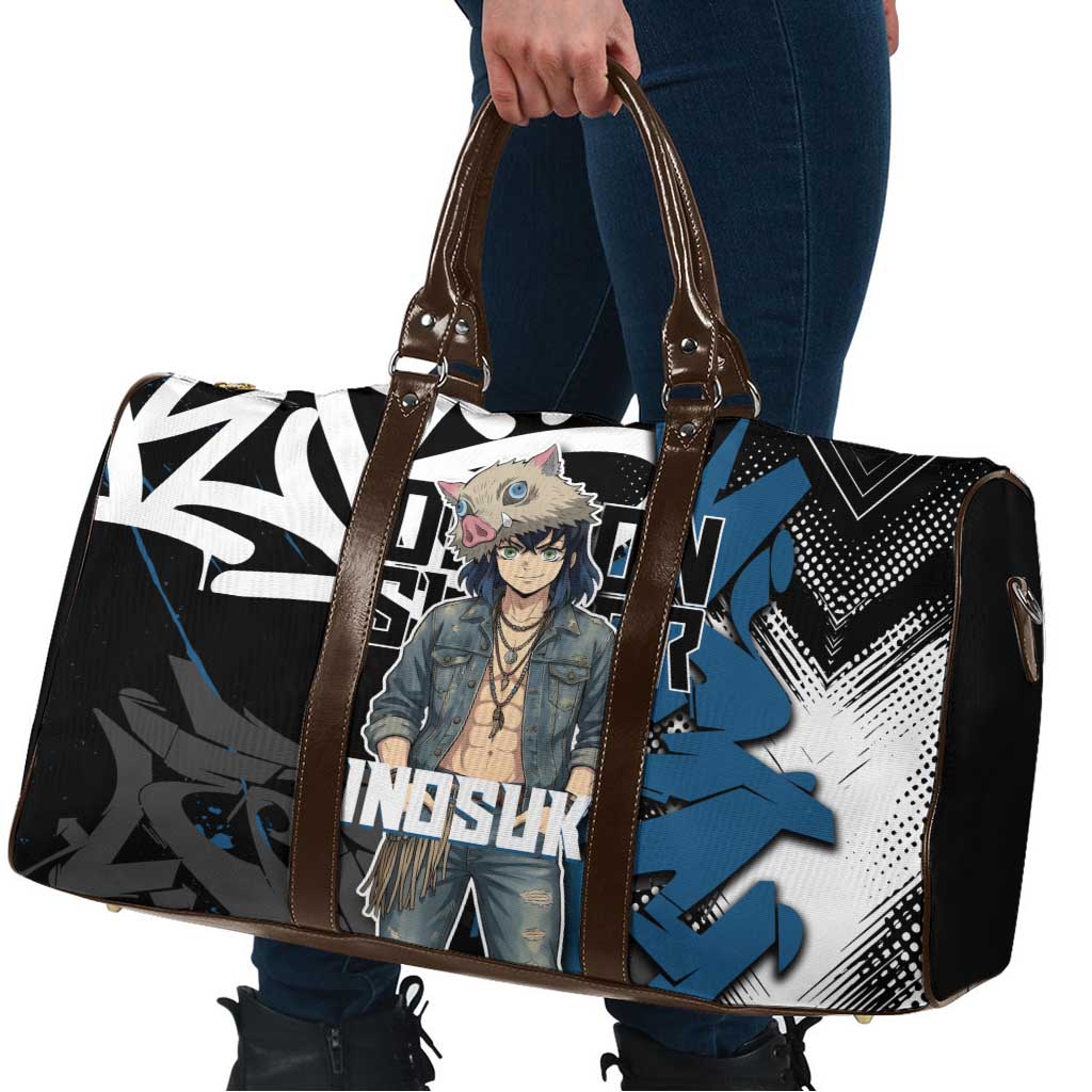 Hashibira Inosuke Demon Slayer Travel Bag Blue & Black Graffiti Anime