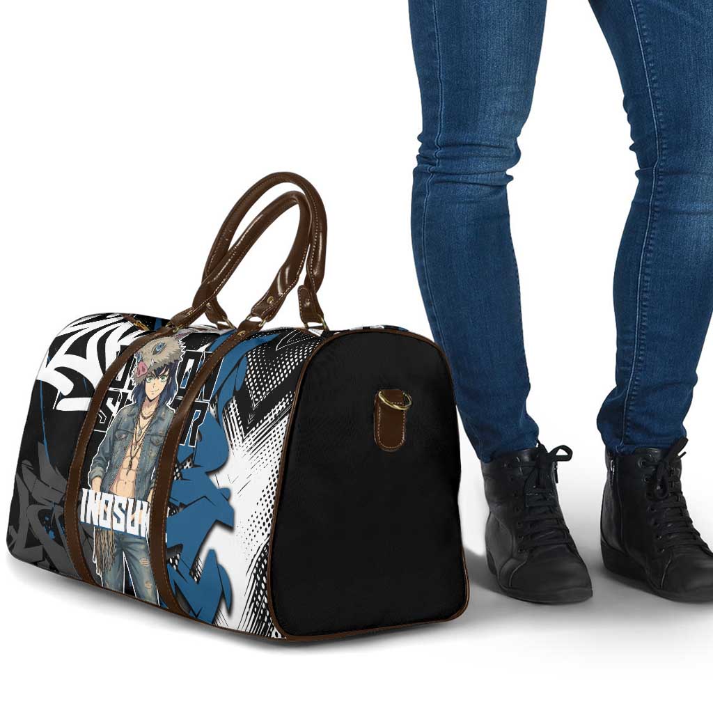 Hashibira Inosuke Demon Slayer Travel Bag Blue & Black Graffiti Anime