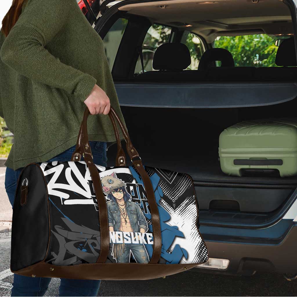 Hashibira Inosuke Demon Slayer Travel Bag Blue & Black Graffiti Anime