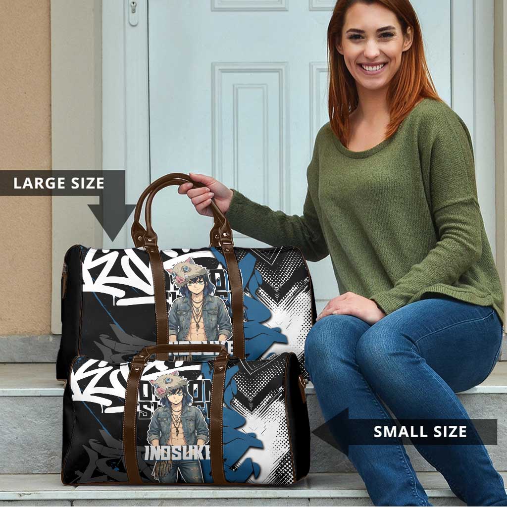 Hashibira Inosuke Demon Slayer Travel Bag Blue & Black Graffiti Anime