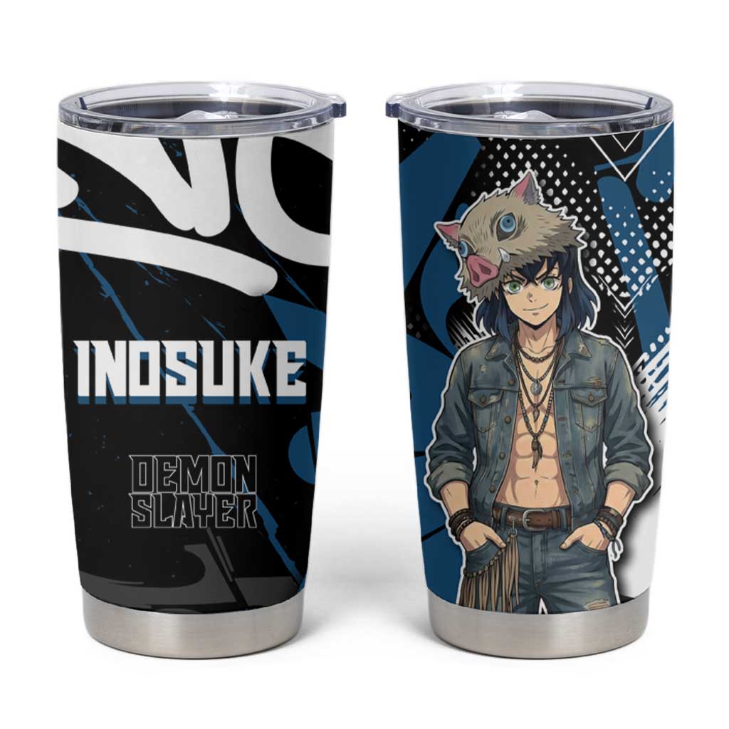 Hashibira Inosuke Demon Slayer Tumbler Cup Blue & Black Graffiti Anime