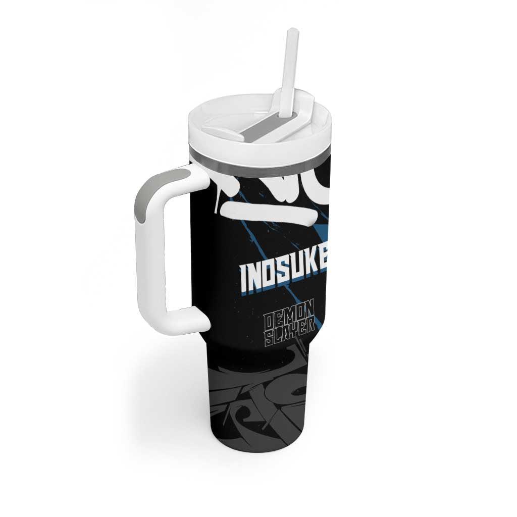Hashibira Inosuke Demon Slayer Tumbler With Handle Blue & Black Graffiti Anime
