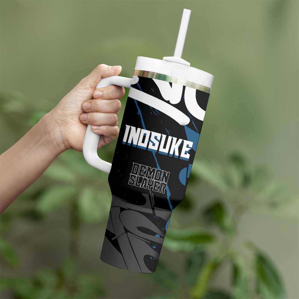 Hashibira Inosuke Demon Slayer Tumbler With Handle Blue & Black Graffiti Anime