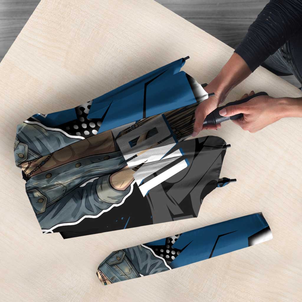 Hashibira Inosuke Demon Slayer Umbrella Blue & Black Graffiti Anime