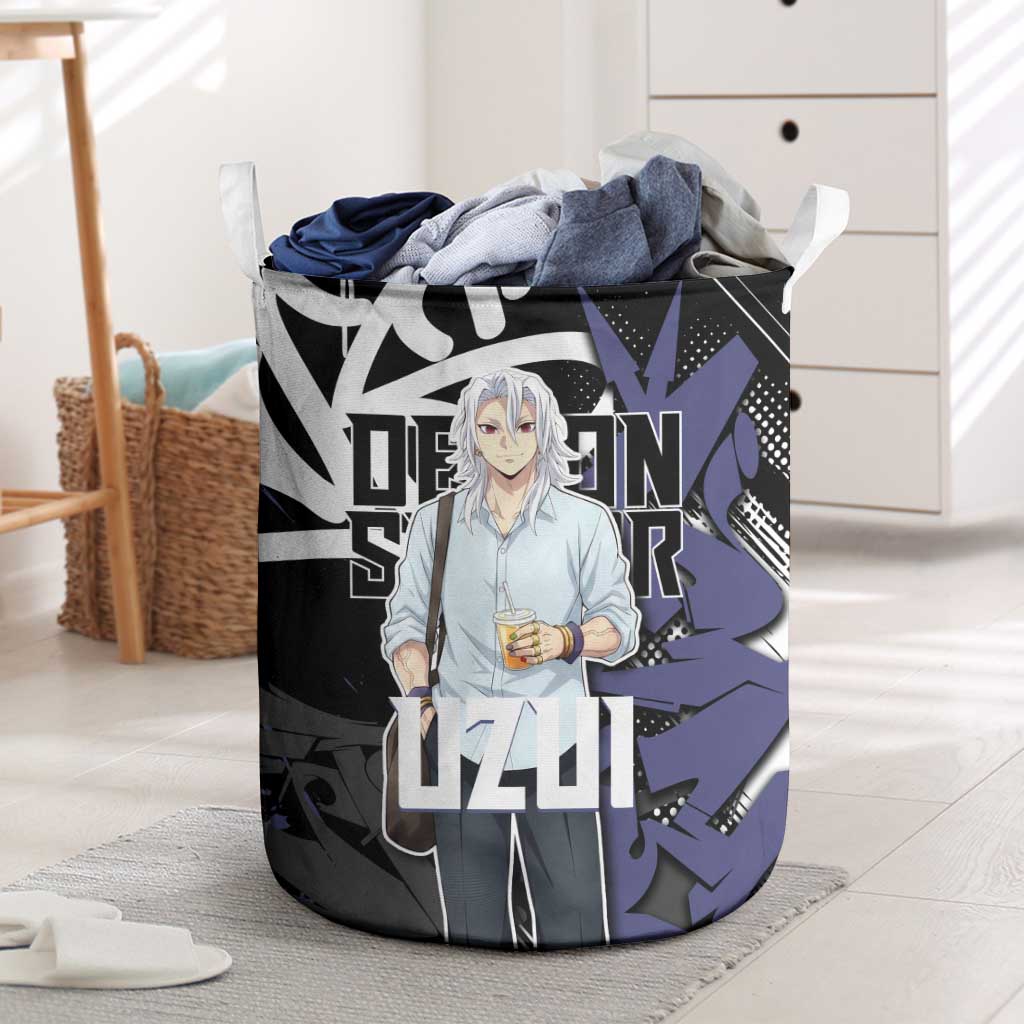 Uzui Tengen Demon Slayer Laundry Basket Purple & Black Graffiti Anime