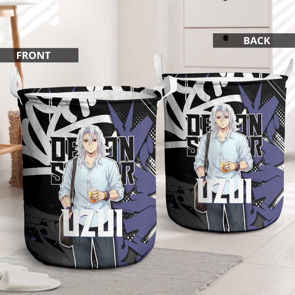 Uzui Tengen Demon Slayer Laundry Basket Purple & Black Graffiti Anime