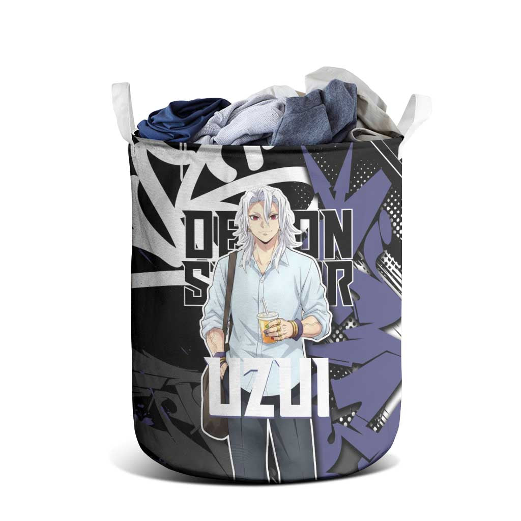 Uzui Tengen Demon Slayer Laundry Basket Purple & Black Graffiti Anime